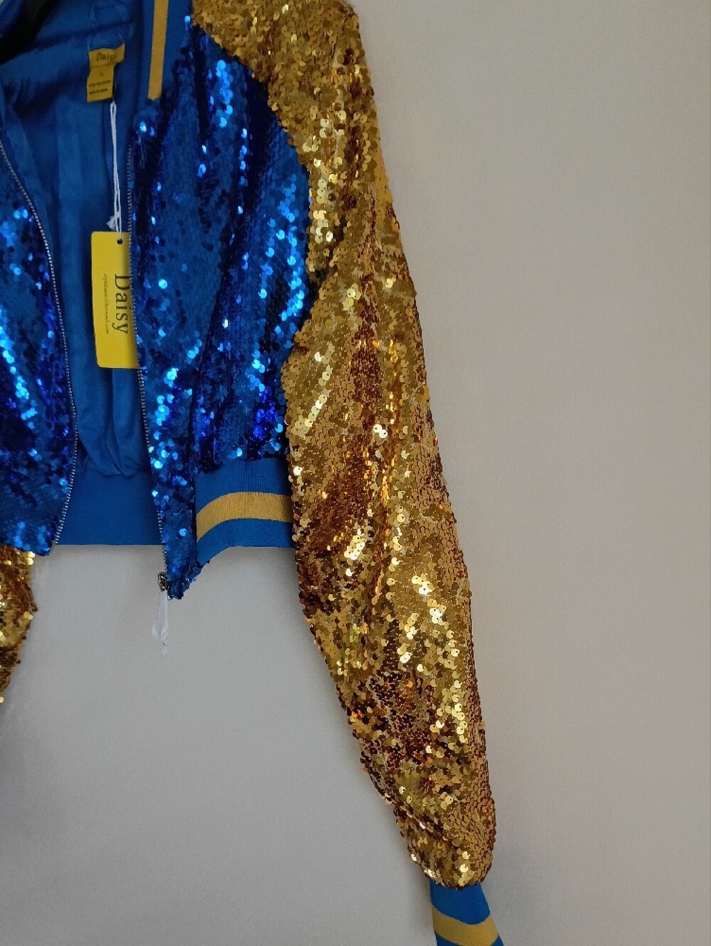 Daisy Blue and Gold Sequin Varsity Jacket - Picture 4 of 7
